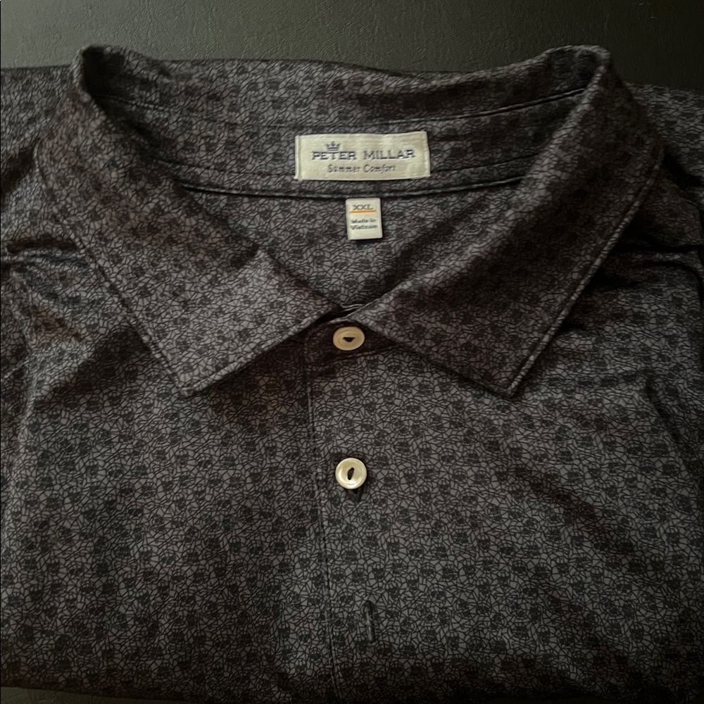 Peter Millar Charcoal Patterned Polo
